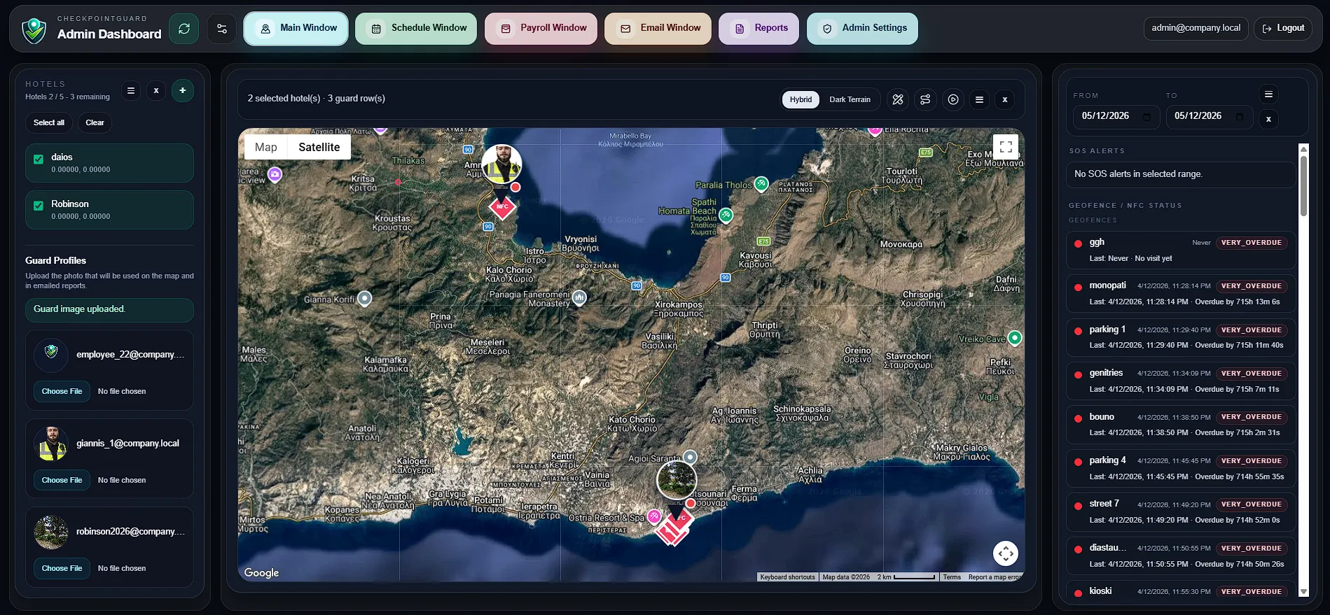 CheckpointGuard dashboard preview with live guard map and operational status
